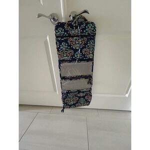 Vera Bradley Hanging Travel Organizer Navy Blue Floral Quilted Toiletry Bag